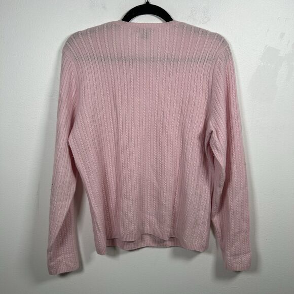 Prive Sweater Cable Knit 100% Cashmere Crewneck Women's Size Large Pink - Picture 4 of 7